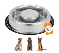 Neater Pet Brands Stainless Steel Slow Feed Bowl - Non-Tip & Non-Skid - Stops Dog Food Gulping, Bloat, Indigestion, and Rapid Eating (Extra Large, 5 Cups)