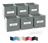 NEATERIZE 33x33x33cm Storage Cubes - Set of 6 Storage Baskets | Collapsible Fabric Storage Box Features Label Window 2 Handles | Cube Storage Bins | Foldable Storage Box and Toy Basket [Gry]