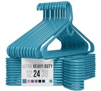 NEATERIZE Ultra Heavy Duty Plastic Clothes Hangers - Blue - Durable Coat, Suit and Clothes Hanger. Perchas De Ropa (24 Pack - Blue)