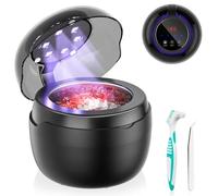 Neatevday Ultrasonic Retainer Cleaner Machine, 250ml Denture Cleaner, 50kHz 4-Mode Digital Timer Mouthguard Cleaner Aligner, Nightguard, Brace, Toothbrush, Jewelry-Black