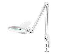 Neatfi LED Magnifying Lamp, 1200 Lumens, 13cm Glass Lens, 2.25X/6X (White) | Dimmable Task Light, Adjustable Arm, Clamp Mount, Reading, Sewing & Crafting
