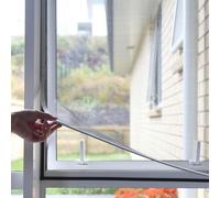 NeatiEase Adjustable DIY Magnetic Fly Screen Window Max 100x 130 cm, Full Frame Magnetic Strip Easy Installation Fits Any Size Smaller Insect Mesh Mosquito Bug Net for Windows (White Frame Grey Net)