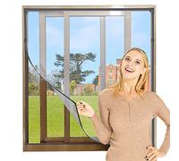 NeatiEase Adjustable DIY Magnetic Fly Screen Window Max 100x 130 cm, Full Frame Magnetic Strip Easy Installation Fits Any Size Smaller Insect Mesh Mosquito Bug Net for Windows (Grey Frame White Net)