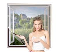 NeatiEase Adjustable DIY Magnetic Fly Screen Window Max 120 x 180 cm with Full Frame Magnetic Strip Easy Installation Fits Any Size Smaller Insect Mesh Mosquito Net for Windows(White Frame White Net)