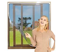 NeatiEase Adjustable DIY Magnetic Fly Screen Window Max 130x 150 cm, Full Frame Magnetic Strip Easy Installation Fits Any Size Smaller Insect Mesh Mosquito Bug Net for Windows (White Frame Black Net)