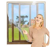 NeatiEase Adjustable DIY Magnetic Fly Screen Window Max 150x 180 cm Fits Any Size Smaller Insect Mesh Mosquito Bug Net for Windows (Includes Two Sets of Accessories，White Frame White Net)