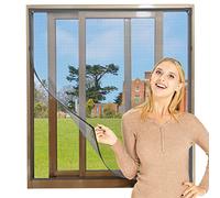 NeatiEase Adjustable DIY Magnetic Fly Screen Window Max 60x80 cm with Full Frame Magnetic Strip Easy Installation Fits Any Size Smaller Insect Mesh Mosquito Net for Windows (Grey Frame Grey Net)