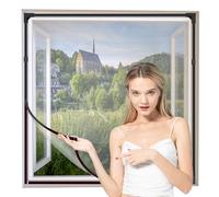 NeatiEase Adjustable DIY Magnetic Fly Screen Window Max 90 x 140 cm with Full Frame Magnetic Strip Easy Installation Fits Any Size Smaller Insect Mesh Mosquito Net for Windows(Grey Frame White Net)