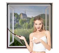 NeatiEase Adjustable DIY Magnetic Fly Screen Window Max 90x140 cm with Full Frame Magnetic Strip Easy Installation Fits Any Size Smaller Insect Mesh Mosquito Net for Windows (Grey Frame Grey Net)