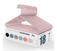 Neaties 18pk Made in USA Heavy Duty Plastic Clothes Hangers Bulk, 20 30 50 100 Pack Available, Strong Plastic Hangers, Jacket Coat Hangers, Thick Plastic Hanger for Closet and Clothing Hangars (Rose)