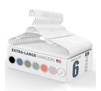 Neaties 19" Extra Large and Tough Plastic Coat Hangers Made in USA - White Heavy Duty Space-Saving Clothes Hangers for Closet - Durable White Plastic Hangers for Oversized or Plus-Size Clothing - 6pk