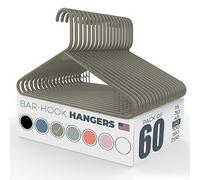 Neaties Plastic Hangers 50 Pack (60 Count) - Made in the USA - 6lb Capacity Standard Clothes Hangers with Strap Hooks for Dresses, Lingerie, Shirts, Pants, and Jackets - Gray