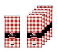 Neatiffy 54 in x 108 Inch 6Pack Rectangle Plastic Table Cloth | Waterproof Disposable/Reusable Tablecloth | Table Cover for Picnic, Party, Banquet, Birthdays - Red Checkered