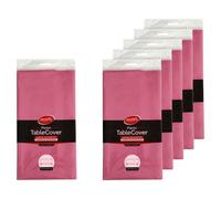 Neatiffy 54 in x 108 Inch 6Pack Rectangle Plastic Table Cloth | Waterproof Disposable/Reusable Tablecloth | Table Cover for Picnic, Party, Banquet, Birthdays - Pink