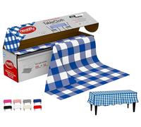 Neatiffy Disposable Plastic Table Cloth Roll | 54 in x 108 Ft Waterproof Tablecloth | Table Cover for Rectangle, Square, Round Oval Tables | Picnic, Party, Banquet, Birthdays, Weddings, BlueCheckered