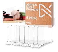 Neatly Made Acrylic Shelf Dividers for Closets - Purse Organizer - Clear Shelf Dividers for Wooden Shelves & Linen Closet Organizer - Sturdy and Easy Set-Up Closet Dividers (8-Pack)