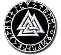 NeatPatch Valknut Symbol Patch Iron on Nordic Thor Hammer Viking Odin Biker Applique Old Norse Rider Biker Punk Heavy Metal Hard Rock Tatto Embroidered Iron On Badge Emblem Letter Morale Patch