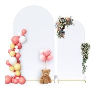 Neatsure Arch Backdrop Stand and Cover Set 2 Pack, 7.2FT, 6FT Metal Photo Balloon Arch Backdrop Stand for Wedding Birthday Party Baby Shower Ceremony Graduation Decoration, White