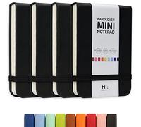 NeatVilla Tiny Notebook 3x4 Small Notepad Pocket Size, A7 Leather Hardcover Mini Notebook, Tear Off Sheet Tiny Notepad with Elastic Band, 4 Pack Mini Pocket Notebook for Nurse Reporter (Black)