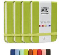 NeatVilla Tiny Notebook 3x4 Small Notepad Pocket Size, A7 Leather Hardcover Mini Notebook, Tear Off Sheet Tiny Notepad with Elastic Band, 4 Pack Mini Pocket Notebook for Nurse Reporter (Lime Green)