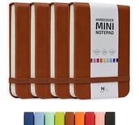 NeatVilla Tiny Notebook 3x4 Small Notepad Pocket Size, A7 Leather Hardcover Mini Notebook, Tear Off Sheet Tiny Notepad with Elastic Band, 4 Pack Mini Pocket Notebook for Nurse Reporter (Brown)