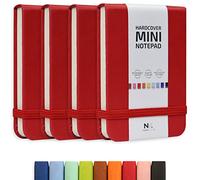 NeatVilla Tiny Notebook 3x4 Small Notepad Pocket Size, A7 Leather Hardcover Mini Notebook, Tear Off Sheet Tiny Notepad with Elastic Band, 4 Pack Mini Pocket Notebook for Nurse Reporter (Red)