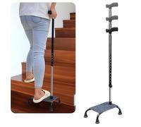 NEAUDE Stair Climbing Cane Lifts for Seniors Half Steps Assist Walking Sticks Elderly Stair Walker Devices Standing Aid Adjustable Mobile Portable Stairlifts 4 Prong Helper Up and Down Stairs
