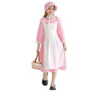 NEAWEALY Girl Halloween Maid Dress Kids Victorian Maid Costume Pioneer Outfit Colonial Prairie Dress Pink 5-6Y