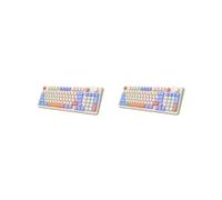 NeaxgeandX 2 set of RGB Gaming Keyboard 94 Keys Compact USB Wired Keyboard for Windows PC Gamers White Blue, 395x153x33mm