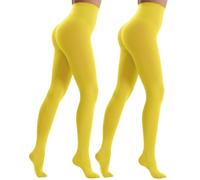Nebalia 2 Pairs Women's 80D Opaque Soft Colorful Tights | One-Seam Design, High Elastic & Waistband, Reinforced Toe, Soft & Comfortable, 20+ Colors, Daily Life, Dance, Party XS-3XL