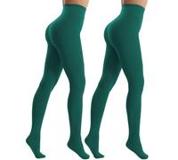 Nebalia 2 Pairs Women's 80D Opaque Soft Colorful Tights | One-Seam Design, High Elastic & Waistband, Reinforced Toe, Soft & Comfortable, 20+ Colors, Daily Life, Dance, Party XS-3XL