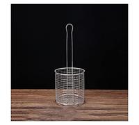 NEBE Chip Pan Basket Stainless Steel Solid Skimmer Basket, Skimmer Spoon with Long Handle Dense Mesh Filter Suitable for Daily Frying Steaming and French Fries Fryer Basket(L)