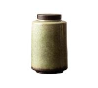 NEBE Tea Tin Canister Retro Extremely Simple Kiln-changed Tea Cans Household Ceramic Sealed Storage Pu'er(B)