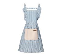 Nebesheii Cotton Kitchen Cooking Aprons,Vest Adjustable Bib Soft Chef Stripes Apron Two pockets with wide for Men Women, Blue, One Size Fits All