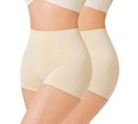 Nebility 2 Pack Women's Shapewear Tummy Control Shorts Body Shaper Underwear Butt Lifting Panties, Beige 2 Pack, XL