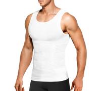 Nebility Men Compression Shirt Vest Tummy Control Shapewear Tank Tops Slimming Body Shaper Seamless Undershirts (UK, Alpha, XXL, Regular, Regular, White)
