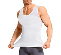 Nebility Mens Compression Vest Slimming Tummy Control Body Shaper Seamless Shapewear Workout Waist Trainer Tank Tops (White, XL)