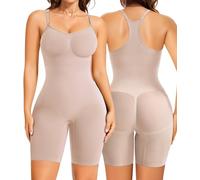 Nebility Shapewear Bodysuit for Women Tummy Control Body Suits Racerback Full Body Shaper Faja Seamless Butt Lifter, Beige, Medium
