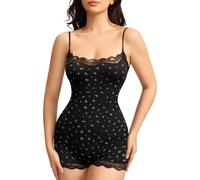 Nebility Shapewear Bodysuit for Women Tummy Control Full Body Shaper Seamless Waist Trainer Sexy Lace Shaping Leotard Shorts (Floral Print, M)