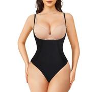 Nebility Shapewear Bodysuits for Women Open Bust Tummy Control Body Shaper Seamless Thong Leotards Underwear (Black,2XL)