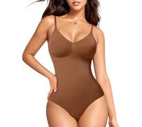 Nebility Shapewear for Women Tummy Control Shapewear Bodysuits Seamless Body Shaper Waist Trainer Snatched Body Suit, Brown, M-L