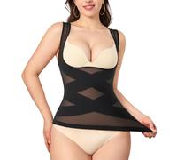 Nebility Shapewear Tank Tops For Women Open Bust Slimming Tummy Control Shaping Camisole Tops Waist Trainer Compression Cami Vest with Wide Straps (Black, S)