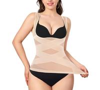 Nebility Shapewear Tank Tops For Women Open Bust Slimming Tummy Control Shaping Camisole Tops Waist Trainer Compression Cami Vest with Wide Straps (Beige, XL)