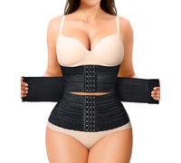 Nebility Waist Trainer for Women Corset Shapewear Tummy Control Segmented Waist Cincher Workout Girdle, Black, Large