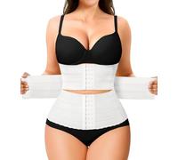 Nebility Waist Trainer for Women Corset Shapewear Tummy Control Segmented Waist Cincher Workout Girdle, White, XXL