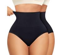 Nebility Women Tummy Control Knickers Shapewear 2 Pack High Waisted Body Shaper Butt Lifter Panties Slimming Underwear (Black/Black,M)