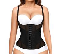 Nebility Women Waist Trainer Corset Shapewear Tummy Control Body Shaper Top Stomach Flattener Compression Girdles (Black,S)