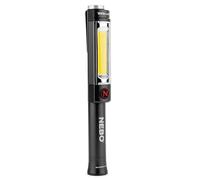 NEBO Big Larry 2 - 500 Lumen Torch with COB Work Light - Pocket Clip Magnetic Base for Hands-Free Lighting - Portable COB LED Dimmable Flashlight - Hazard Light-Red (Steel Grey)