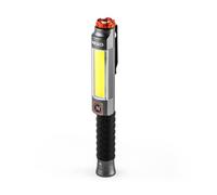 NEBO Big Larry 3 Work Light, 600 Lumen Flashlight with COB Work Light, Pocket Clip Magnetic Base for Hands-Free Lighting, Portable COB LED Dimmable Flashlight, Hazard Light-Red