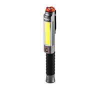 NEBO Big Larry 3 Work Light, 600 Lumen Flashlight with COB Work Light, Pocket Clip Magnetic Base for Hands-Free Lighting, Portable COB LED Dimmable Flashlight, Hazard Light-Red